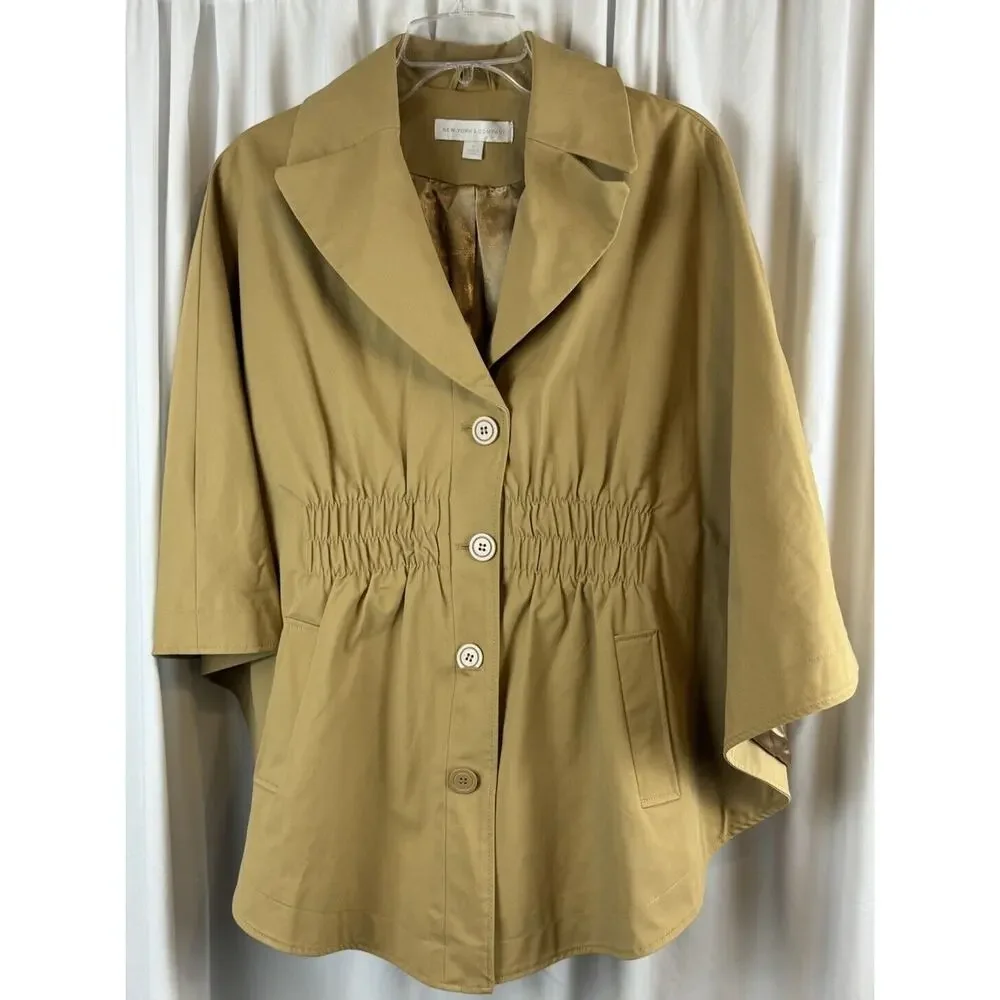 New York & Co Cape Tan M academia Preppy fantasy professional outdoor 63-16 - Picture 9 of 16